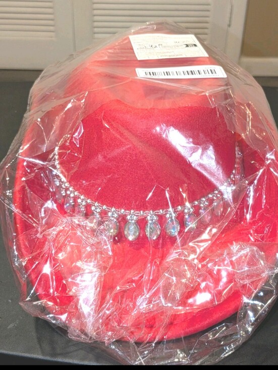 Red Crystal Trim Women\'s Felt Cowboy Hat main image 9